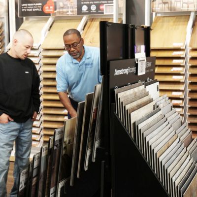 selecting LVT floors at our Okemos showroom